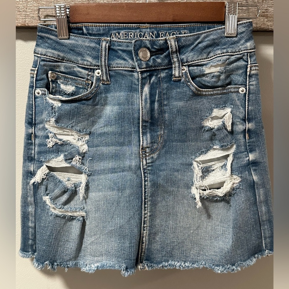 American Eagle High Rise Mini Denim Skirt